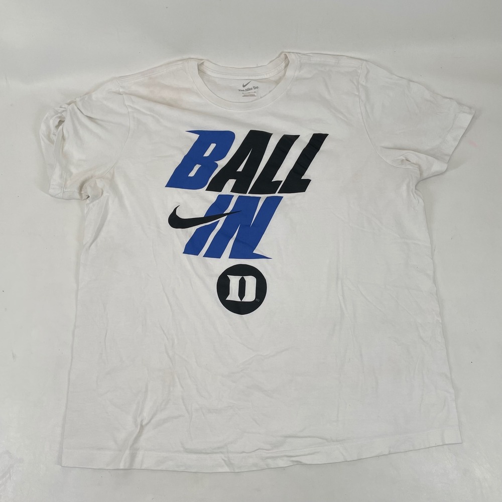 Nike Duke Blue Devils‎ Ball In Graphic T-Shirt Mens XL White Basketball Tee